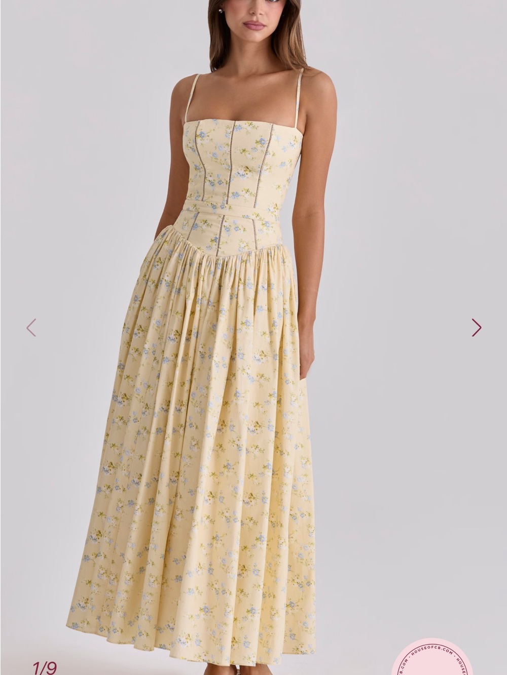 House of CB Pale Yellow Floral Maxi Dress